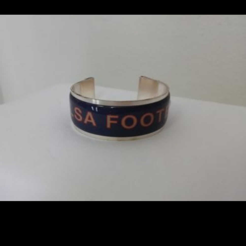 Rustic Cuff Art Deco TU College Bracelet Football